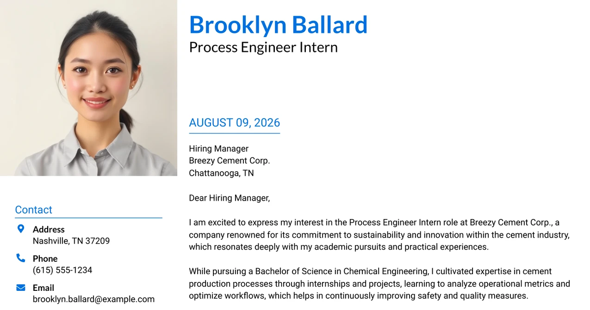 30+ Process Engineer Intern Cover Letter Templates with Example 2026