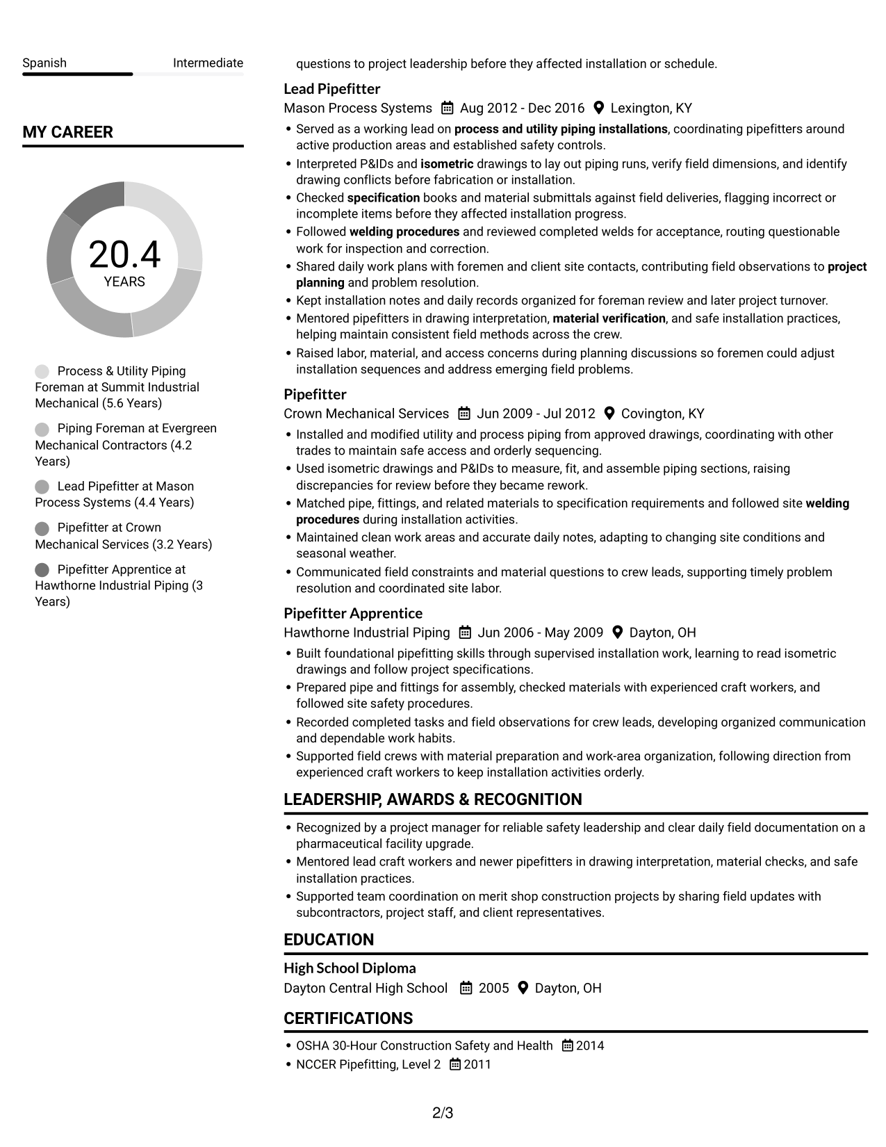 Resume example — page 2
