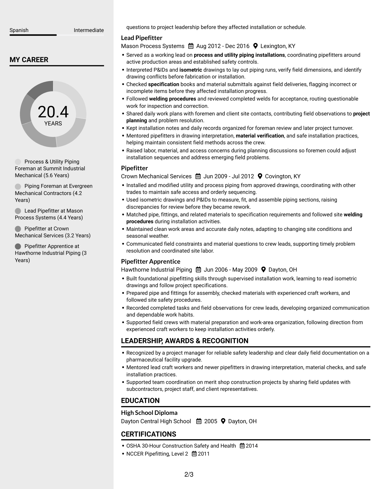 Resume example — page 2