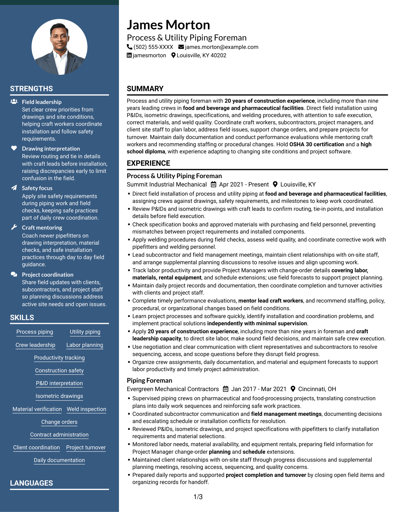 Resume example — page 1