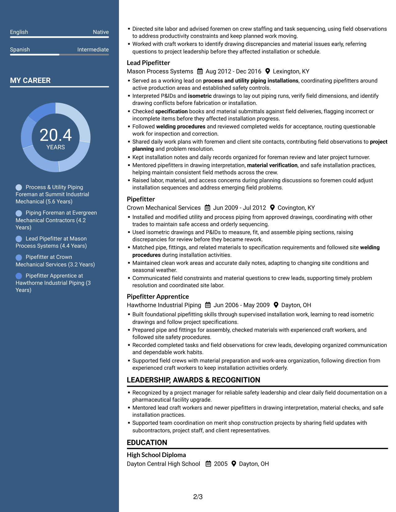 Resume example — page 2