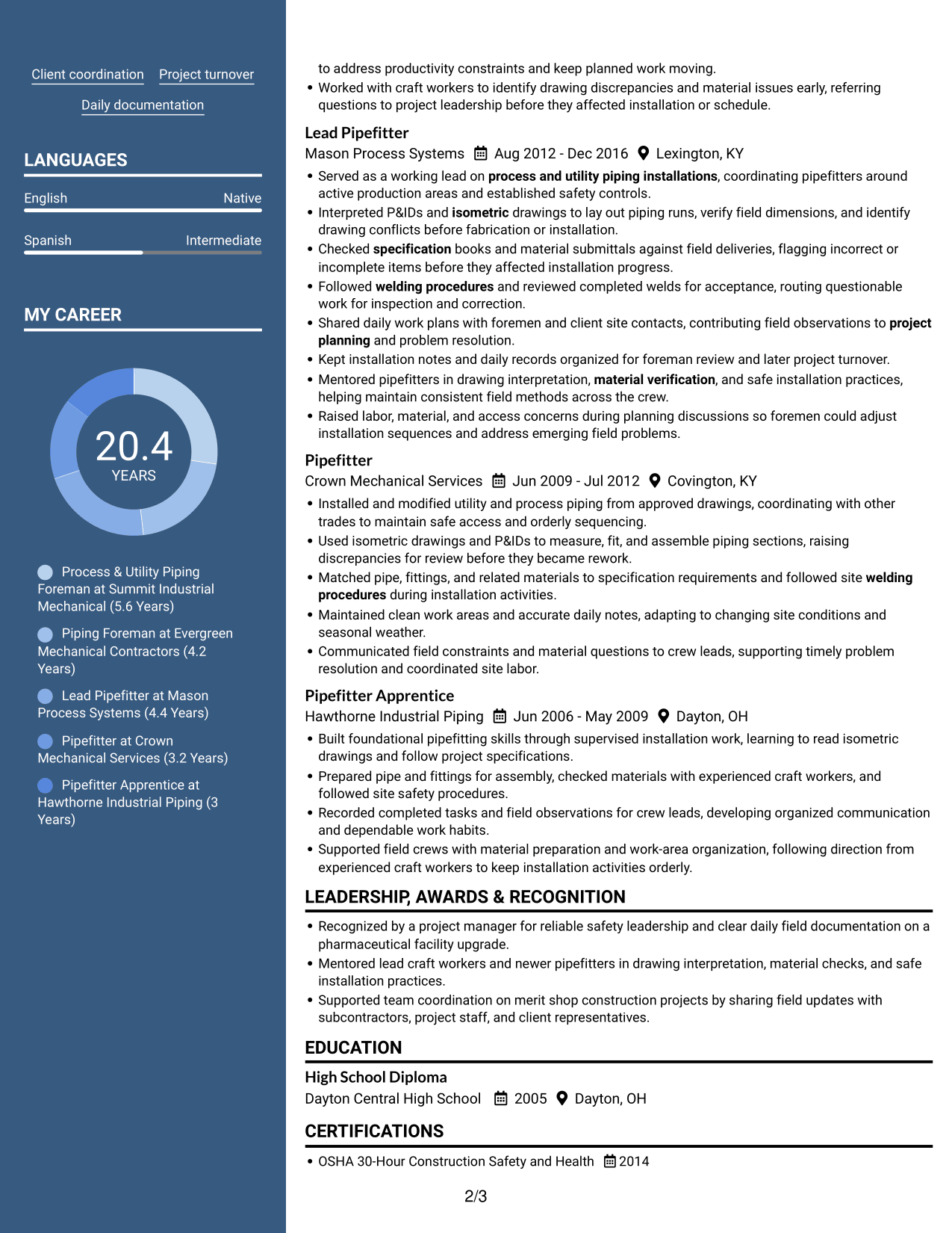 Resume example — page 2