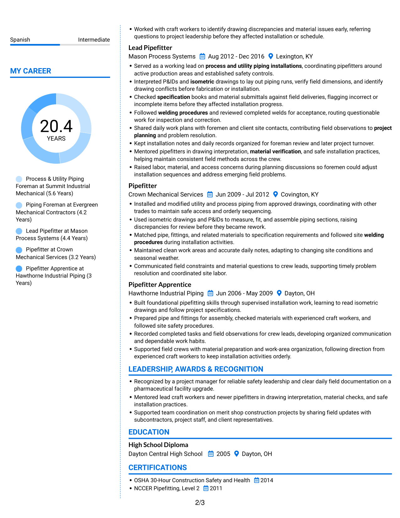 Resume example — page 2