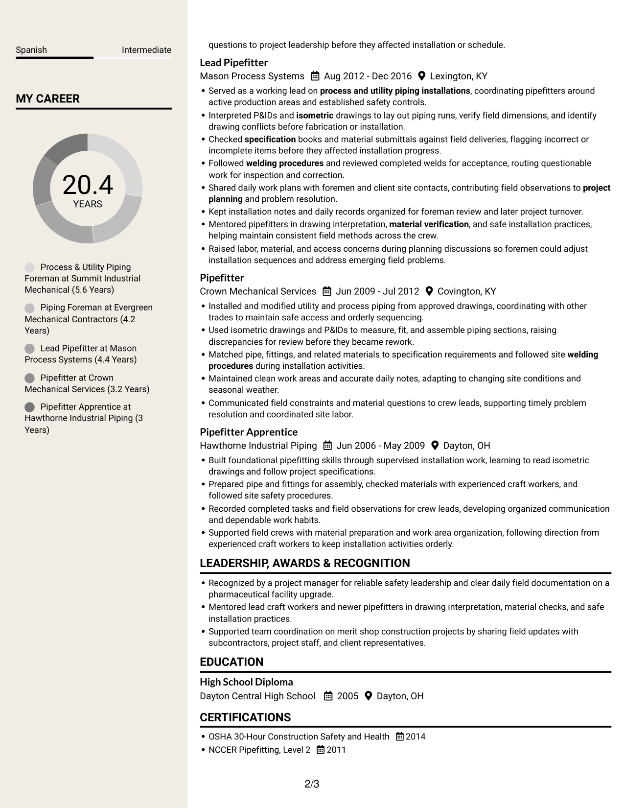Resume example — page 2