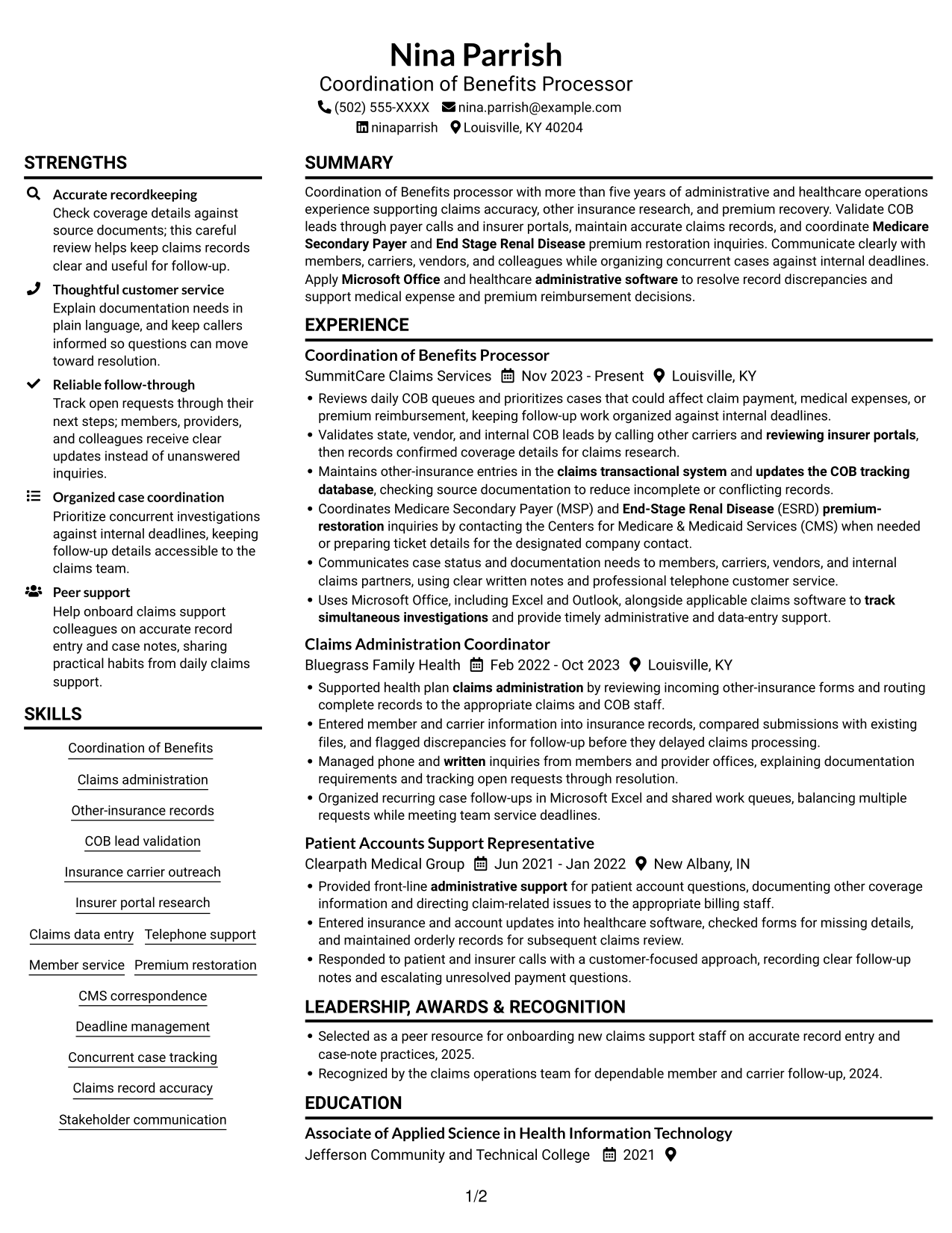 Resume example — page 1