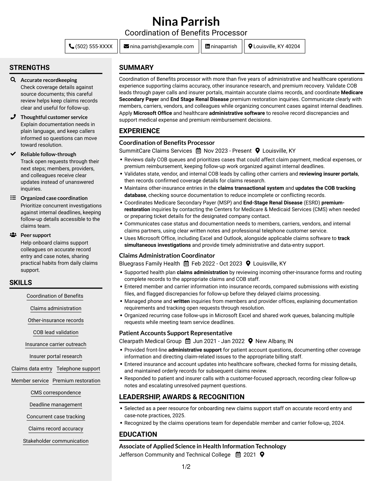 Resume example — page 1