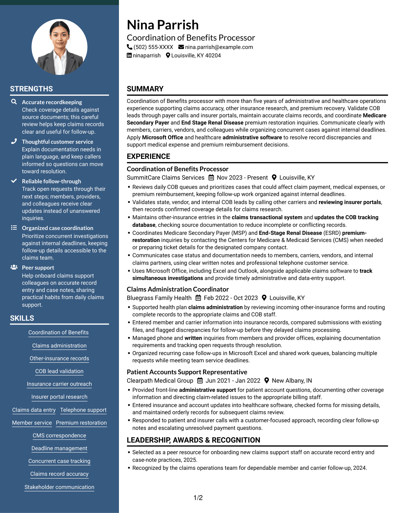 Resume example — page 1