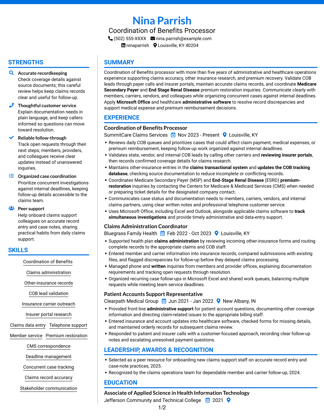 Resume example — page 1