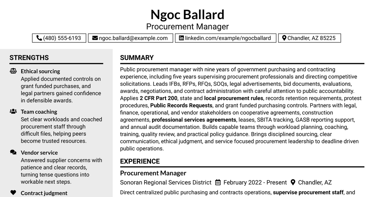 7 Procurement Manager Resume Templates with Example