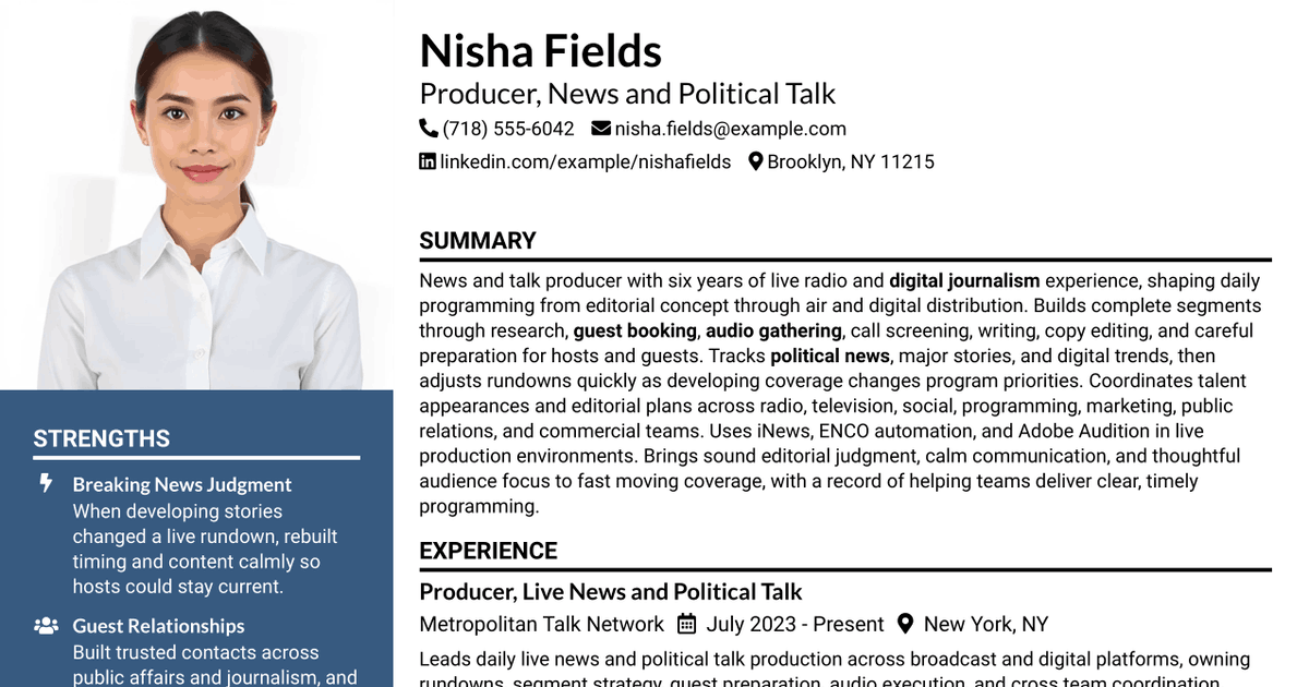 7 Producer Resume Templates with Example