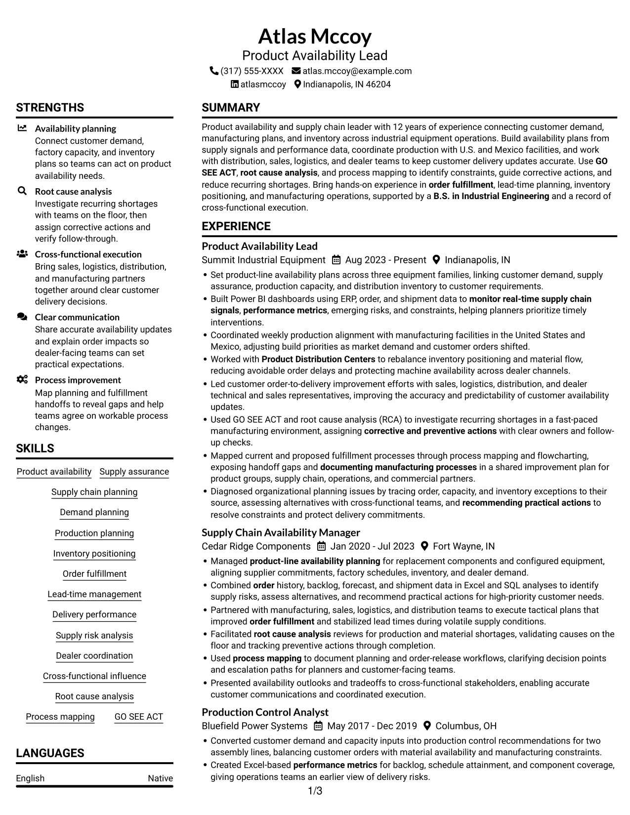 Resume example — page 1
