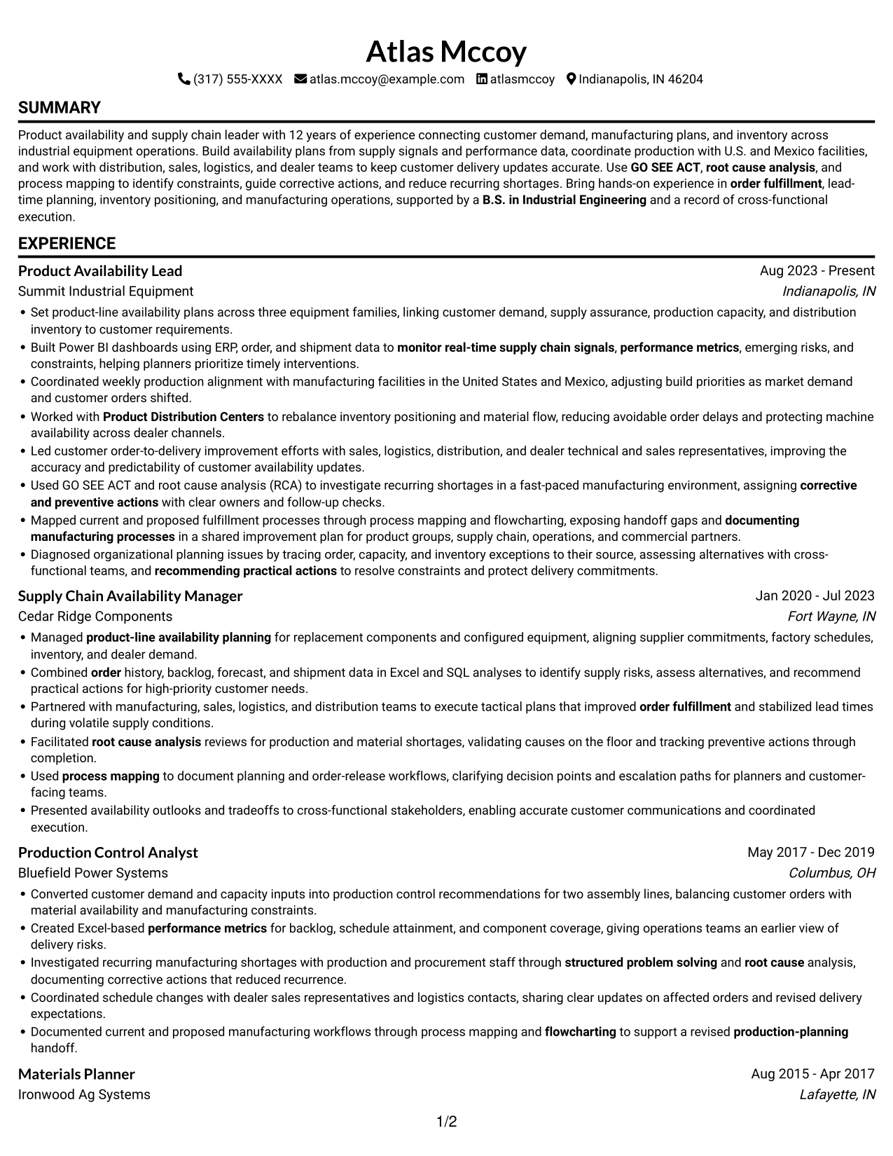 Resume example — page 1