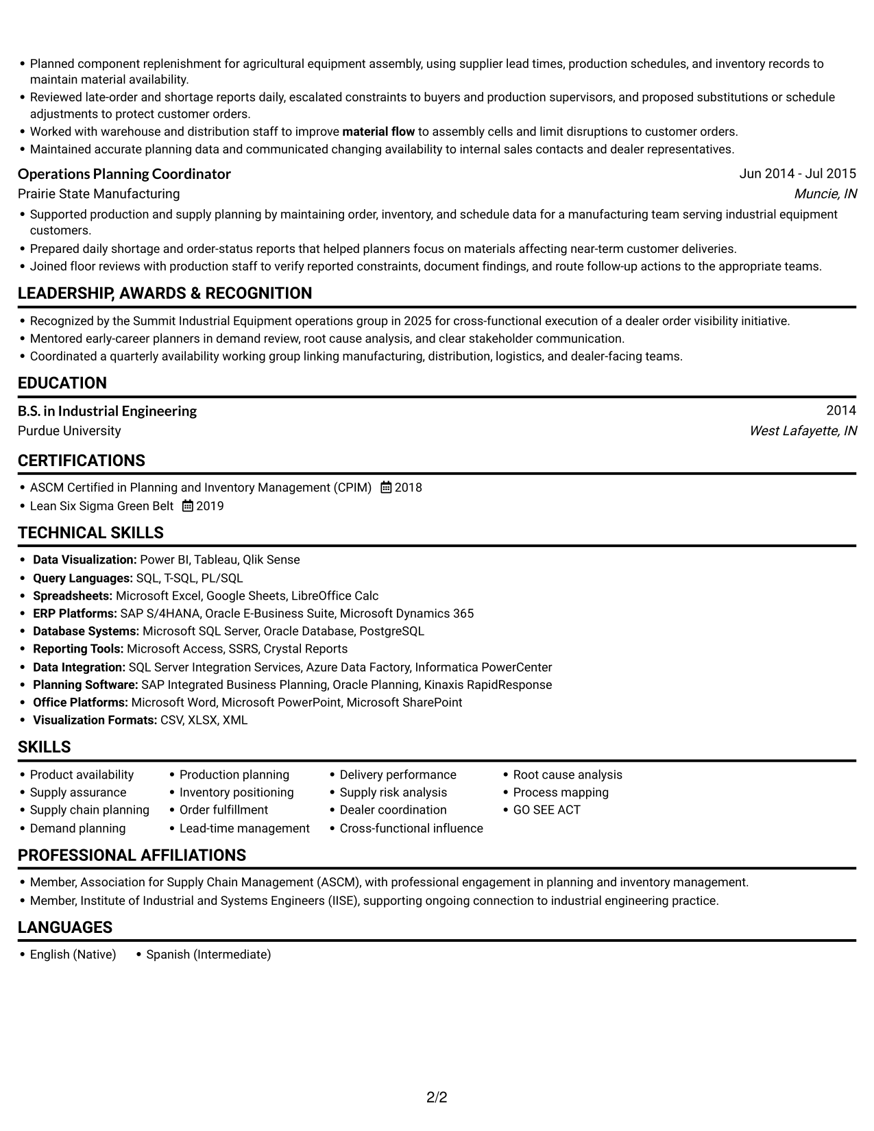 Resume example — page 2