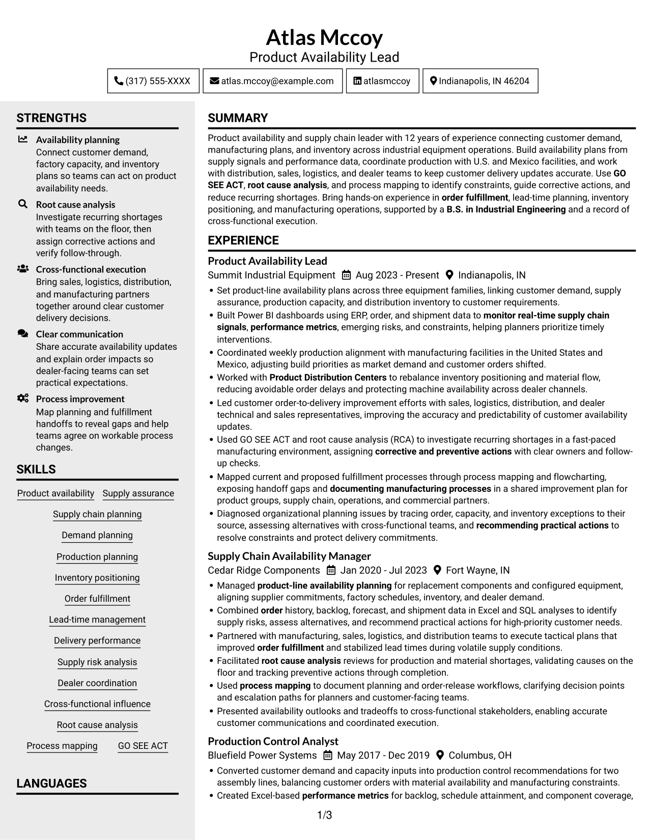 Resume example — page 1
