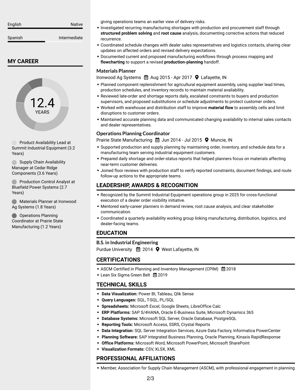 Resume example — page 2