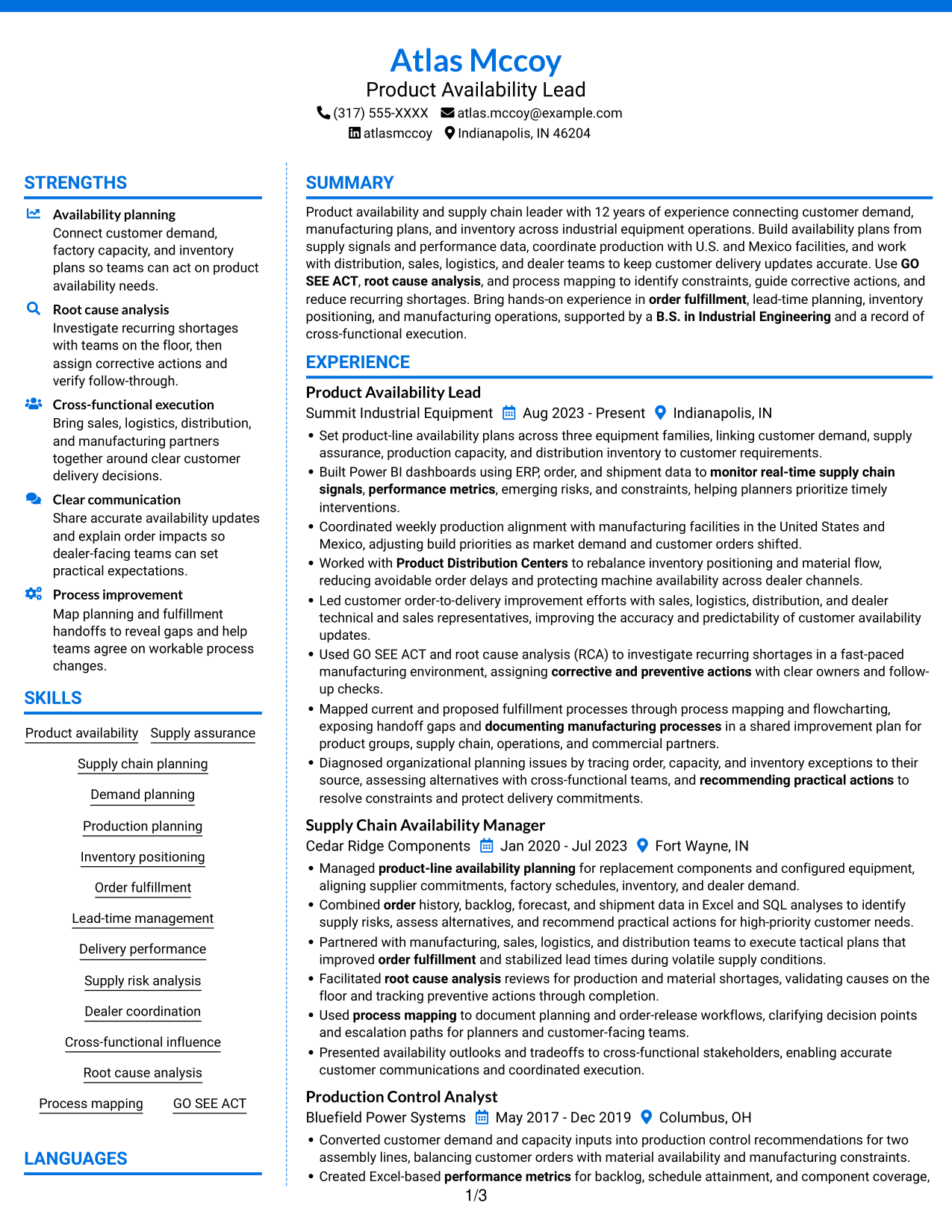 Resume example — page 1