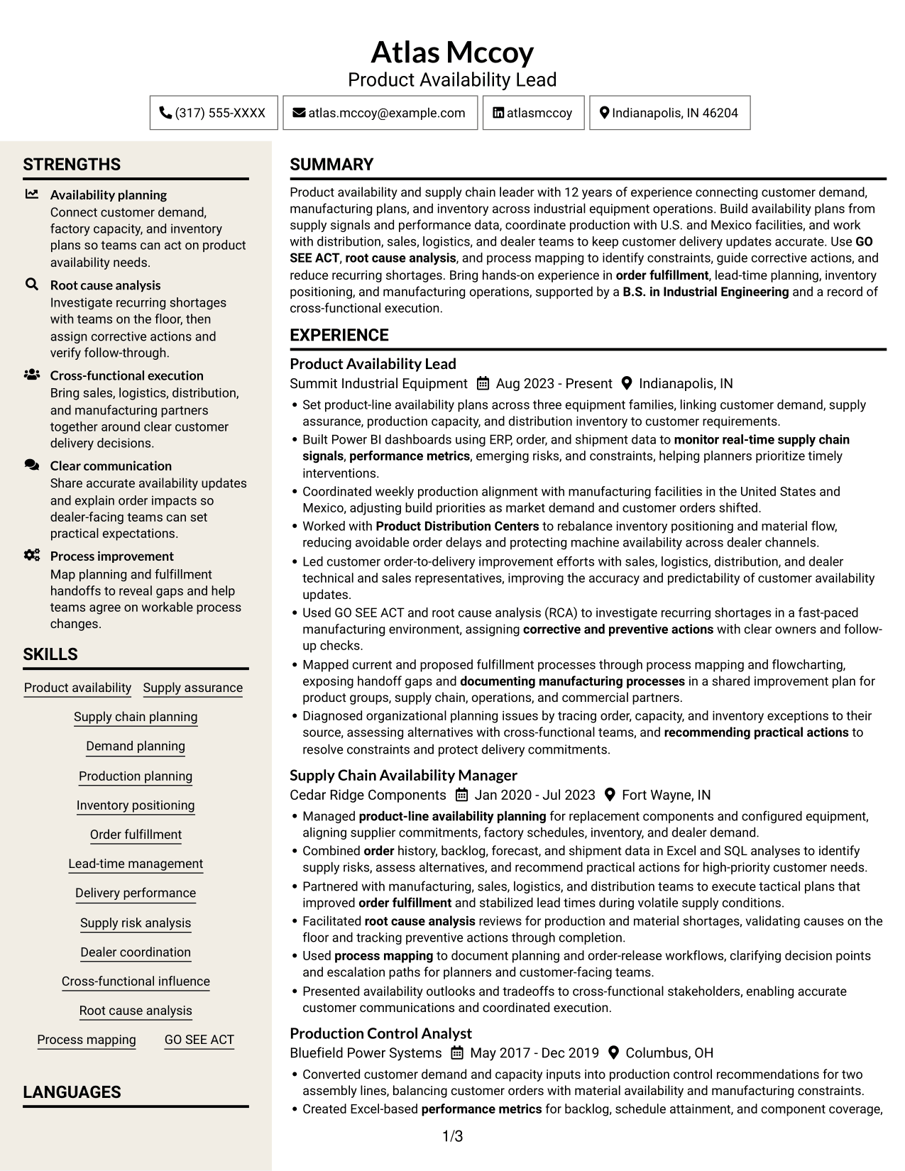 Resume example — page 1