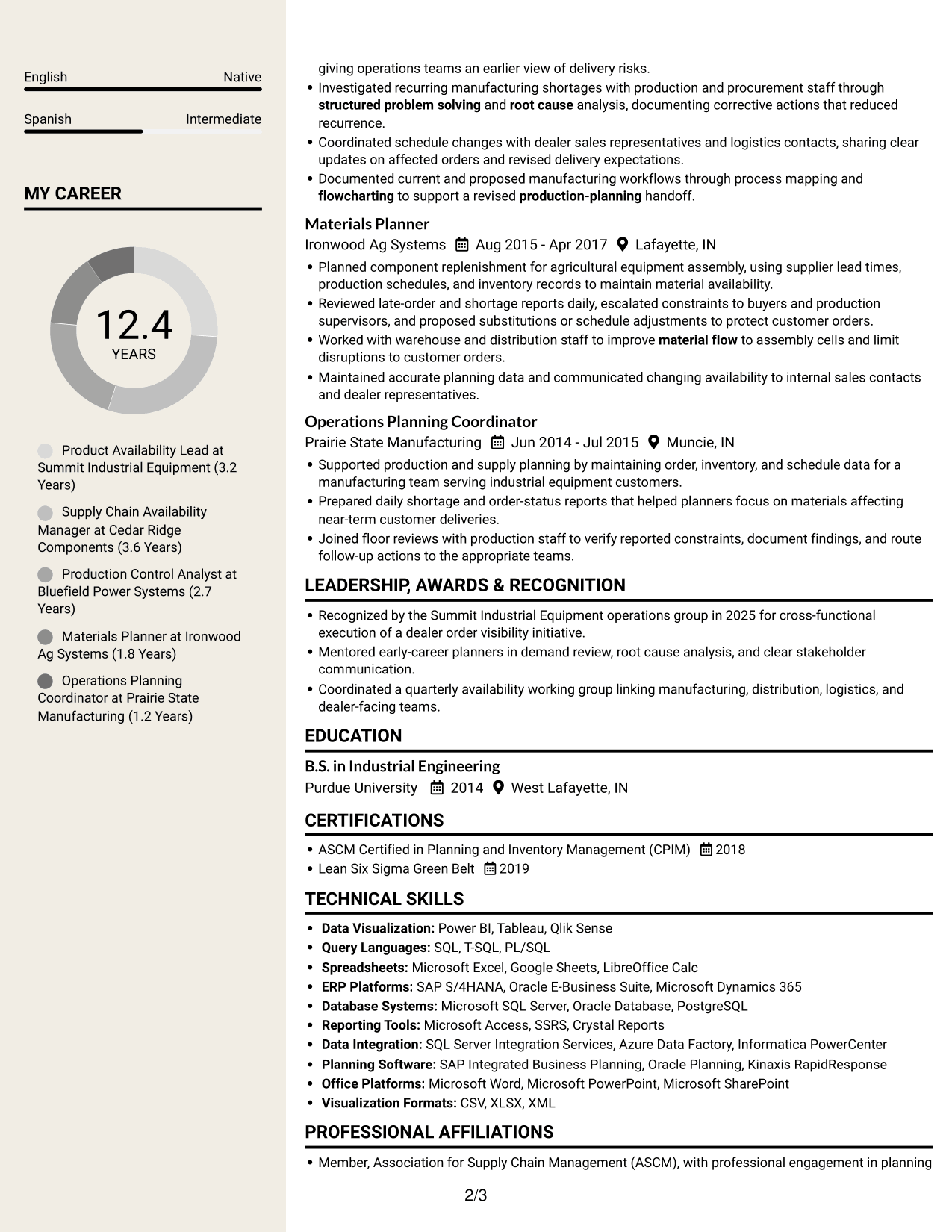 Resume example — page 2