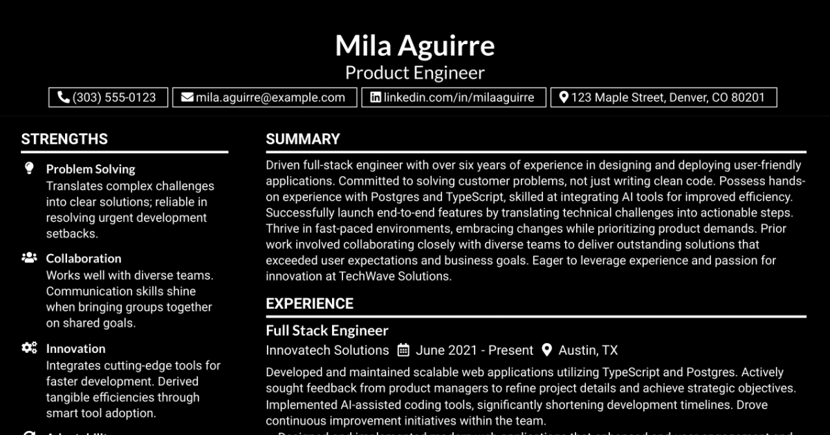 33 Product Engineer (Forward Deployed) Resume Templates with Example 2026 (ATS-Optimized)