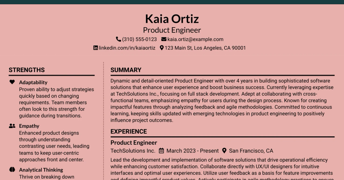 33 Product Engineer Resume Templates with Example 2026 (ATS-Optimized)