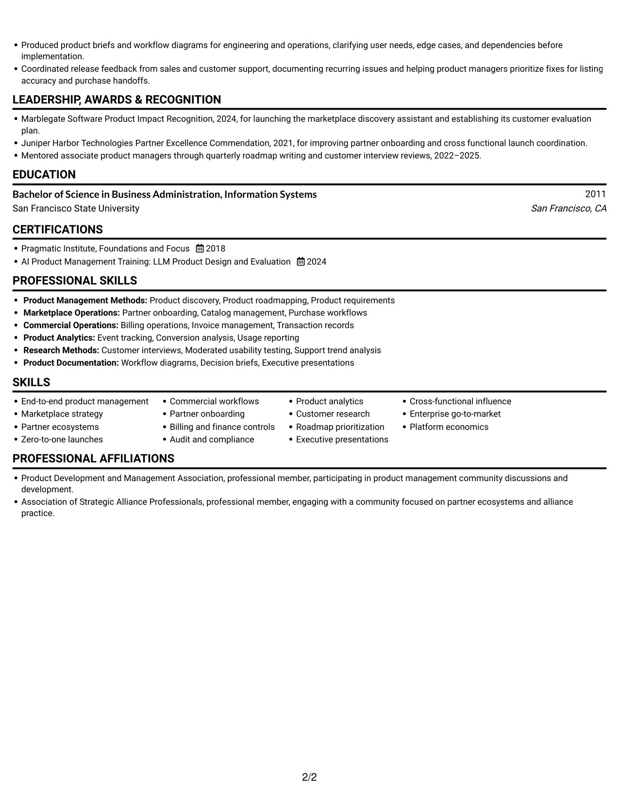 Resume example — page 2