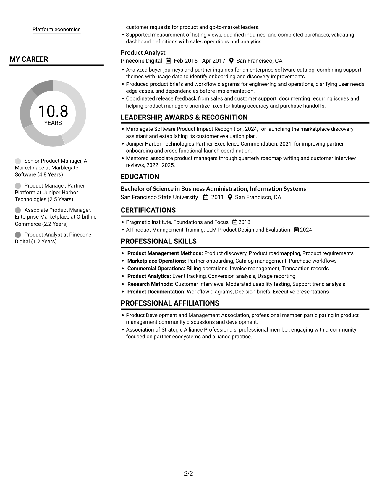 Resume example — page 2
