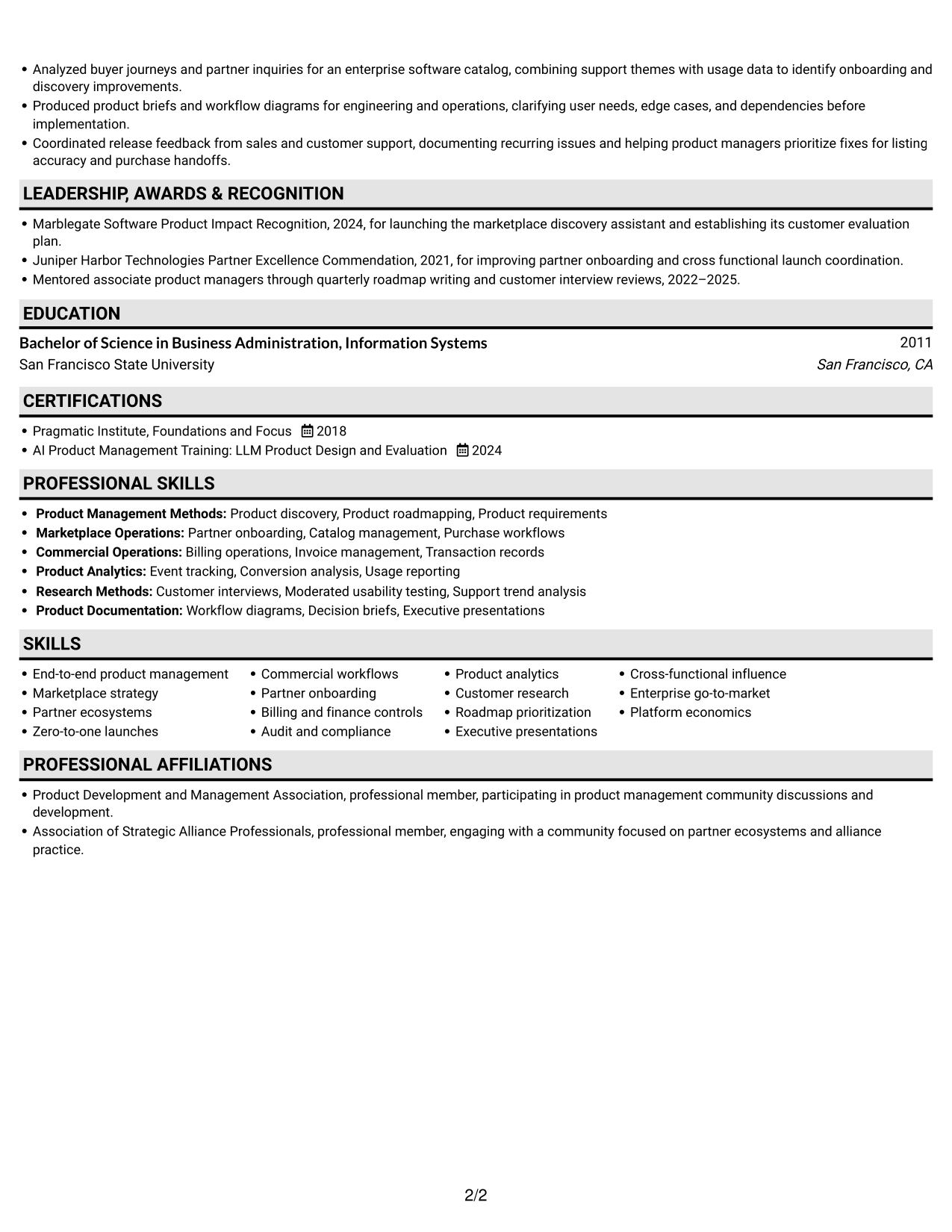 Resume example — page 2
