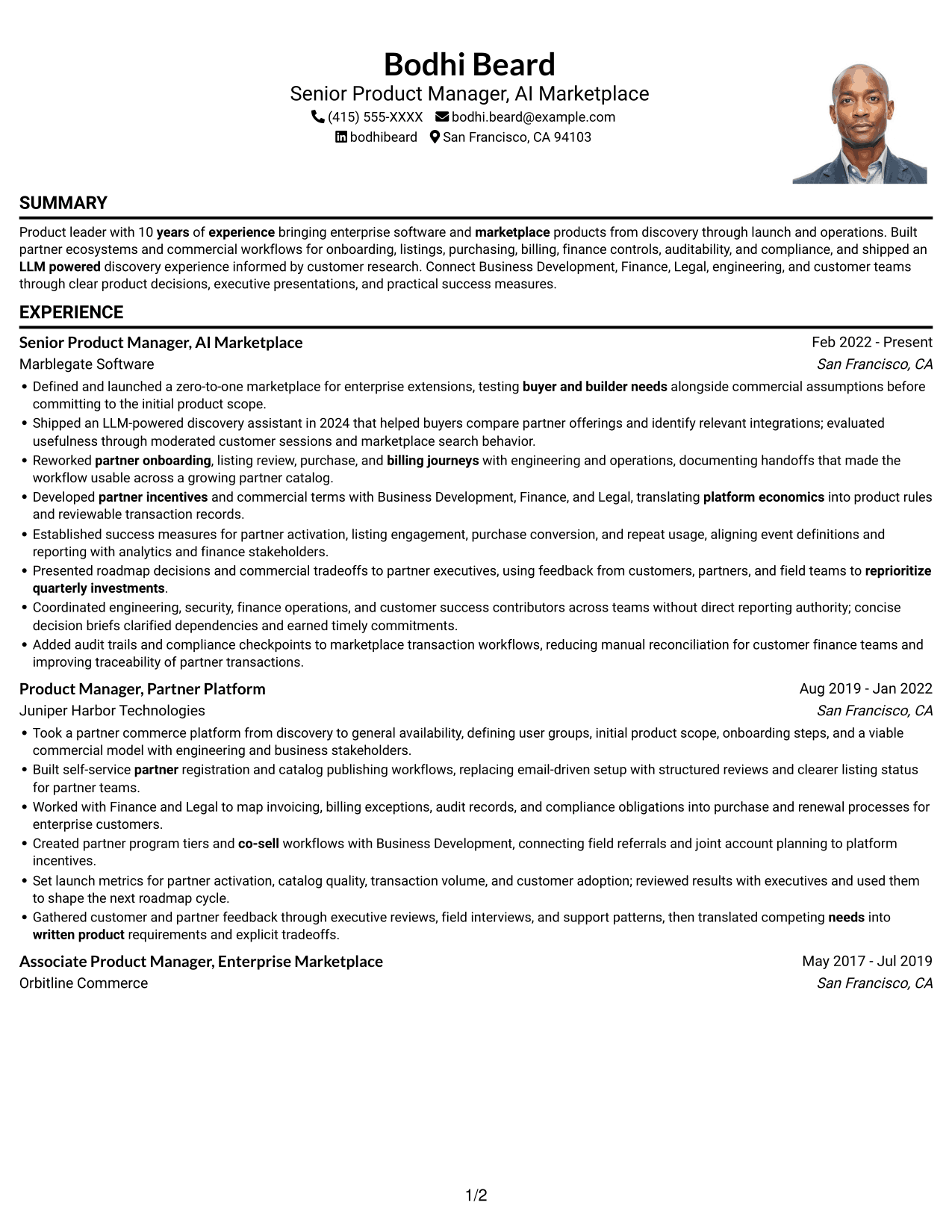 Resume example — page 1
