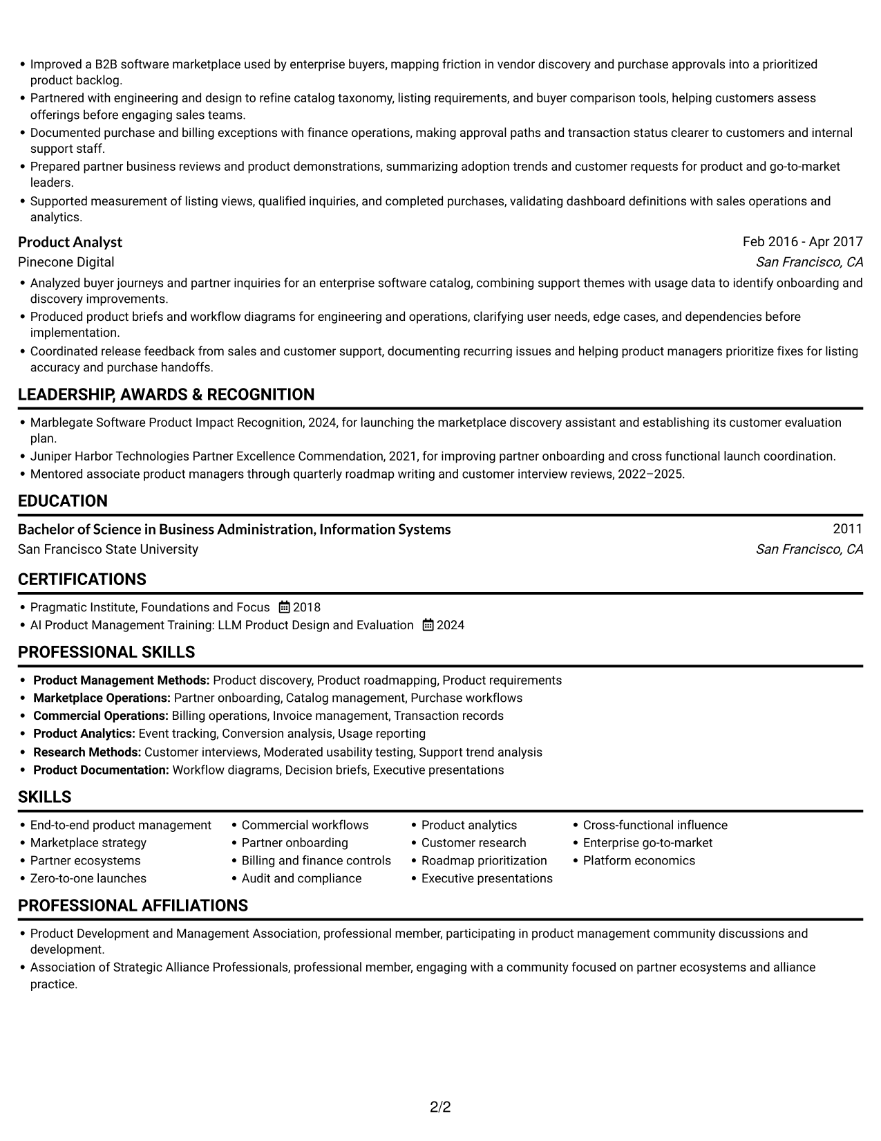 Resume example — page 2