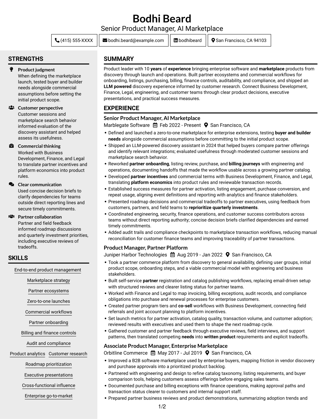 Resume example — page 1