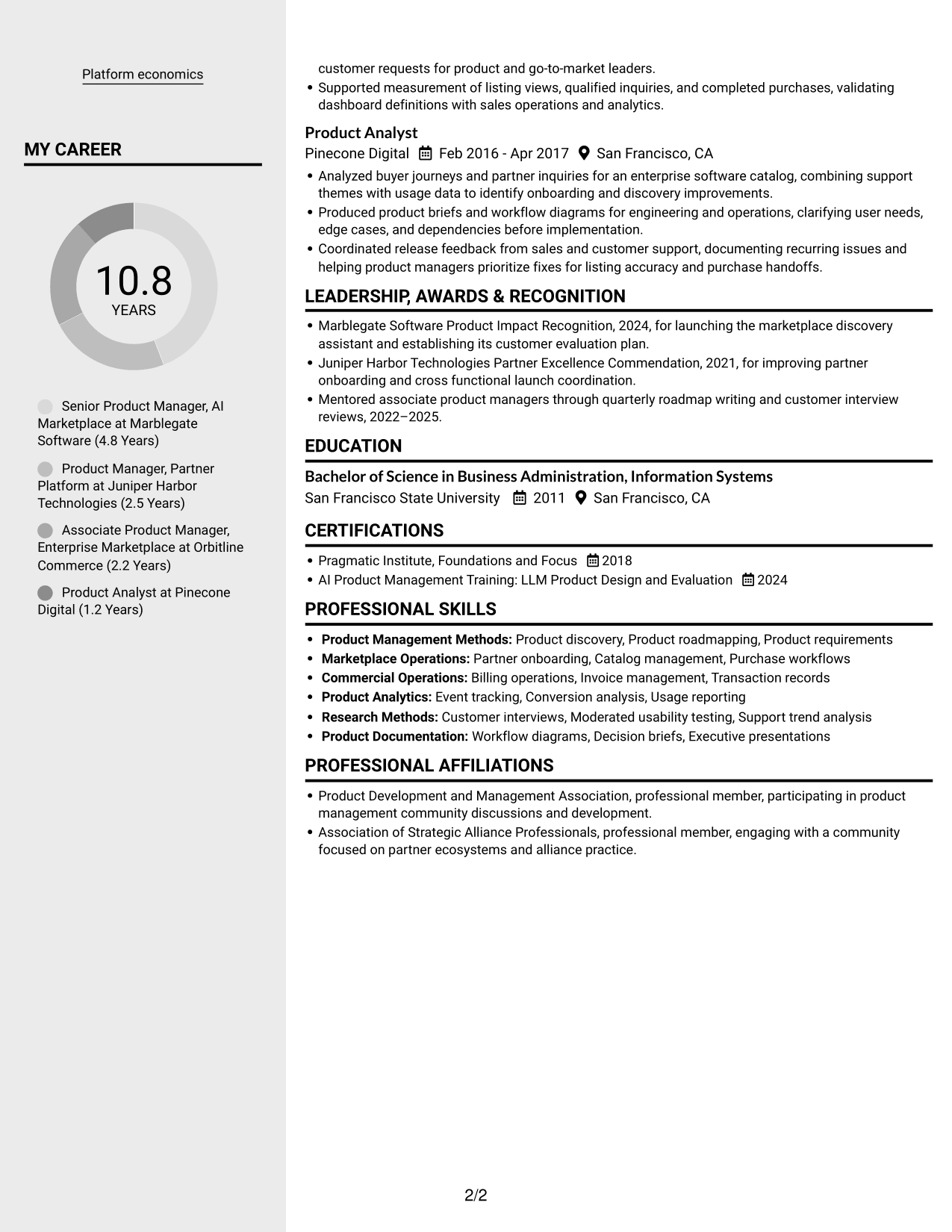 Resume example — page 2