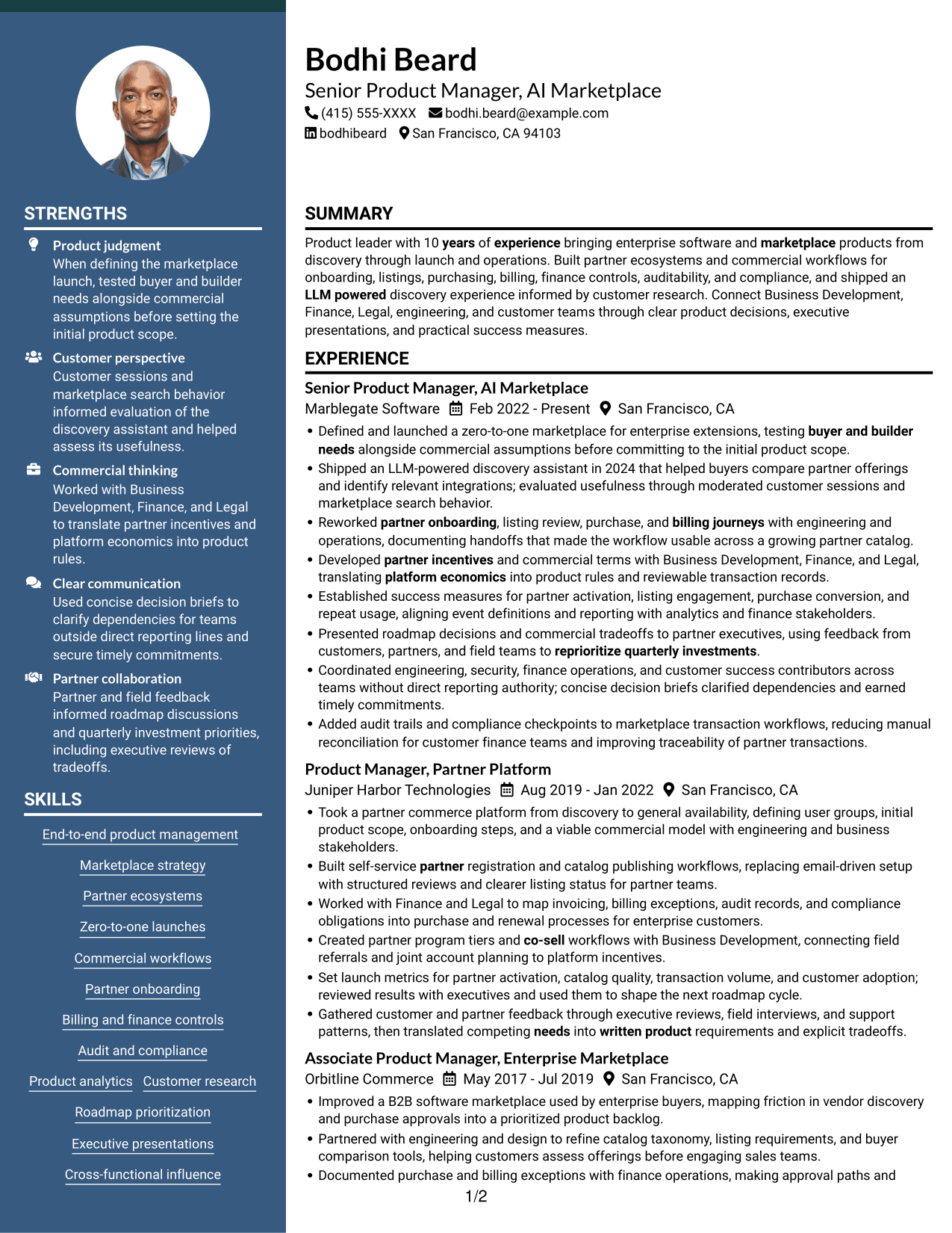 Resume example — page 1