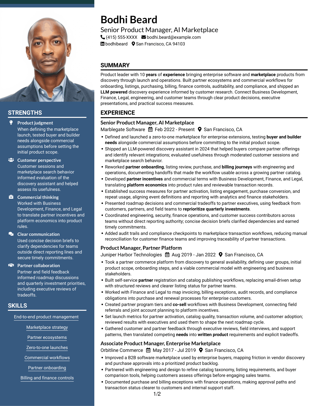 Resume example — page 1