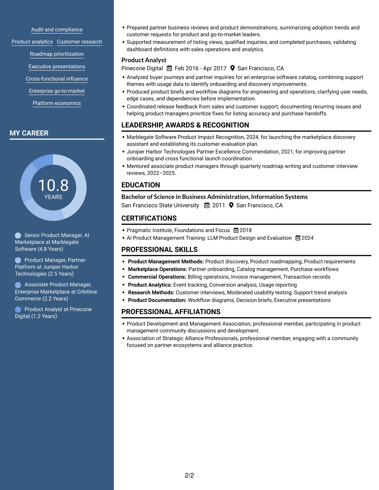 Resume example — page 2