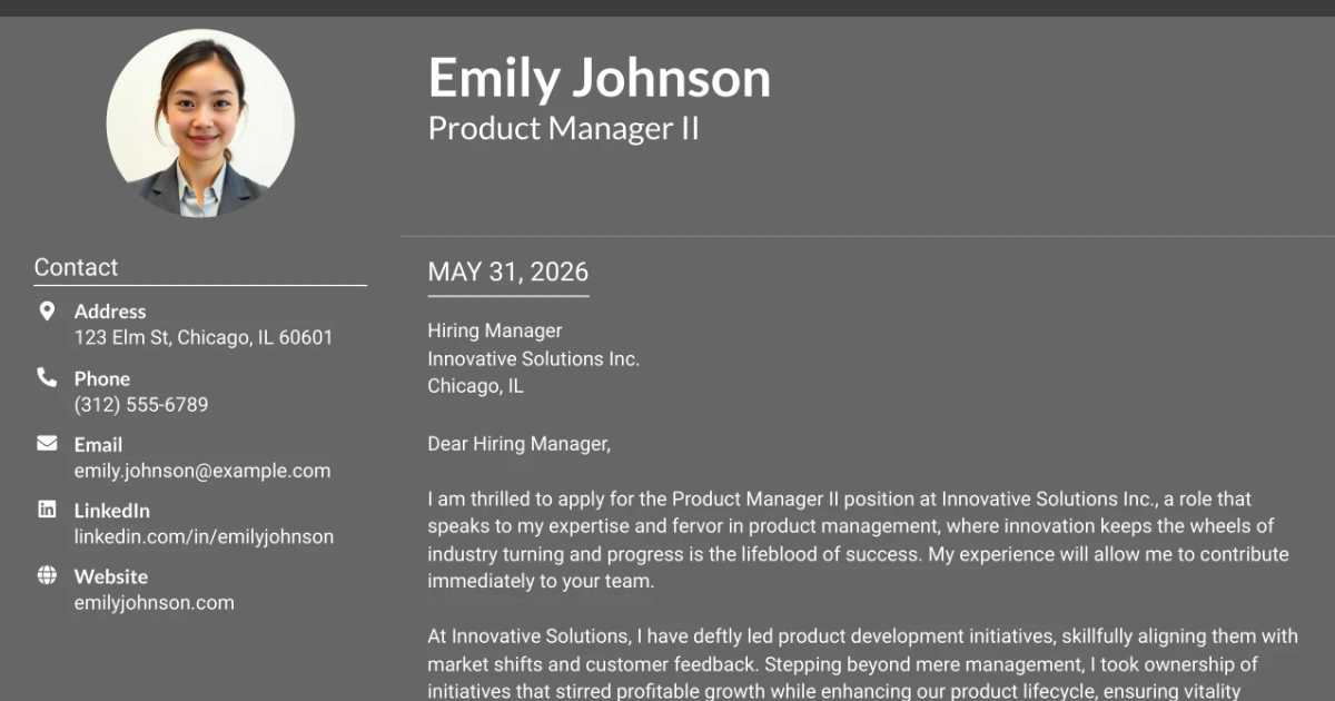 30+ Product Manager II Cover Letter Templates with Example 2026