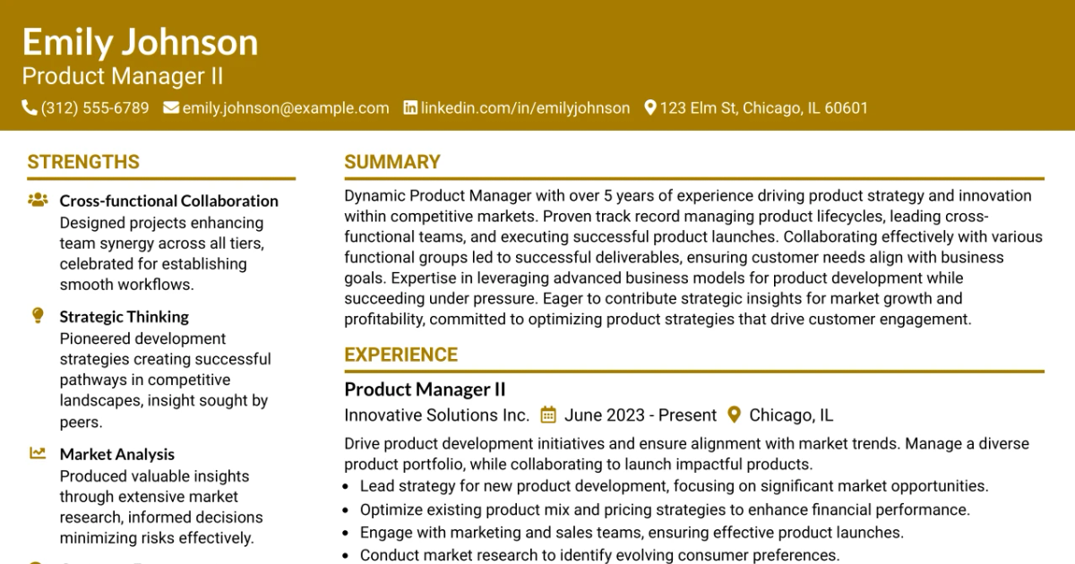 33 Product Manager II Resume Templates with Example 2026 (ATS-Optimized)