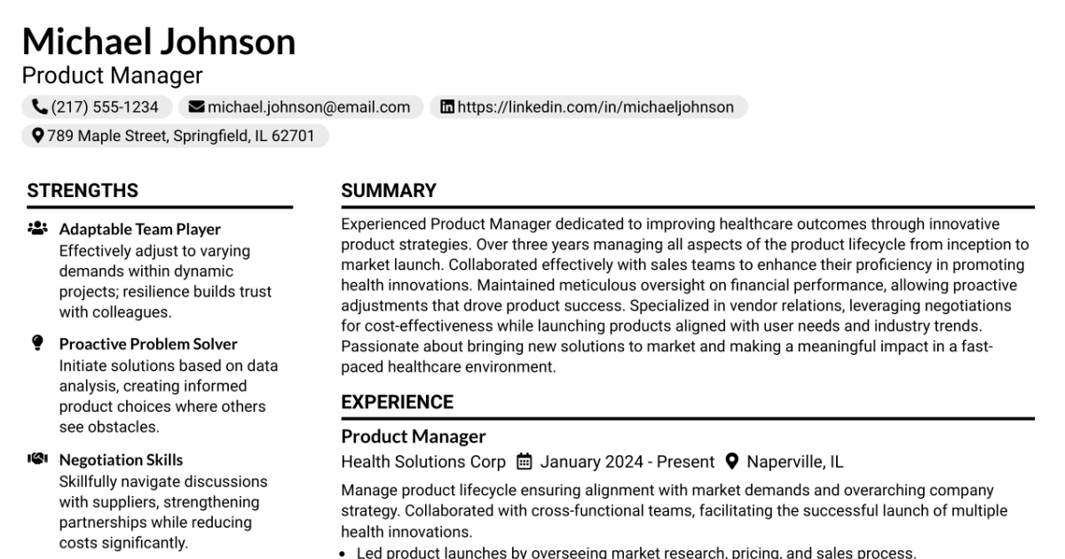 33 Product Manager - Laboratory Resume Templates with Example 2026 (ATS-Optimized)