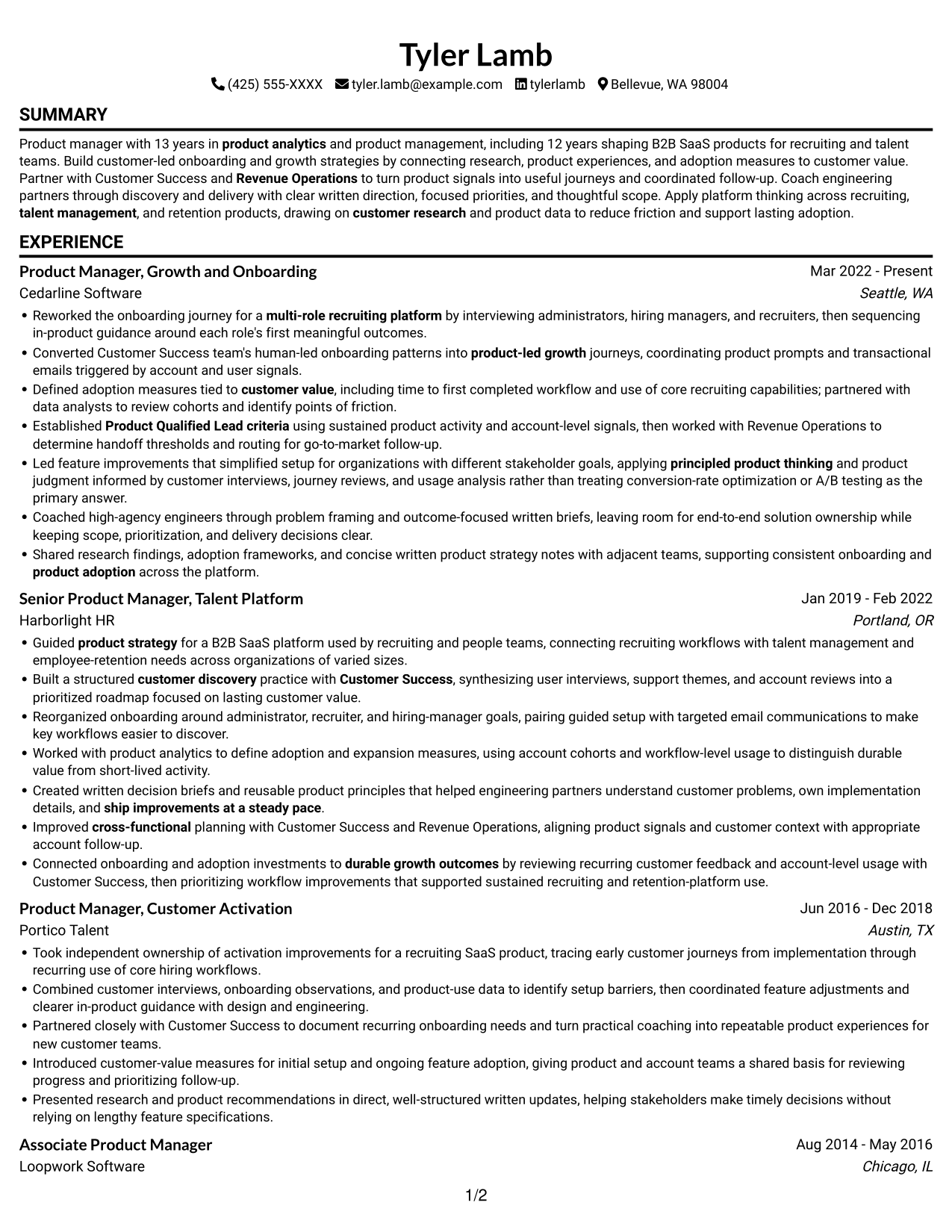 Resume example — page 1