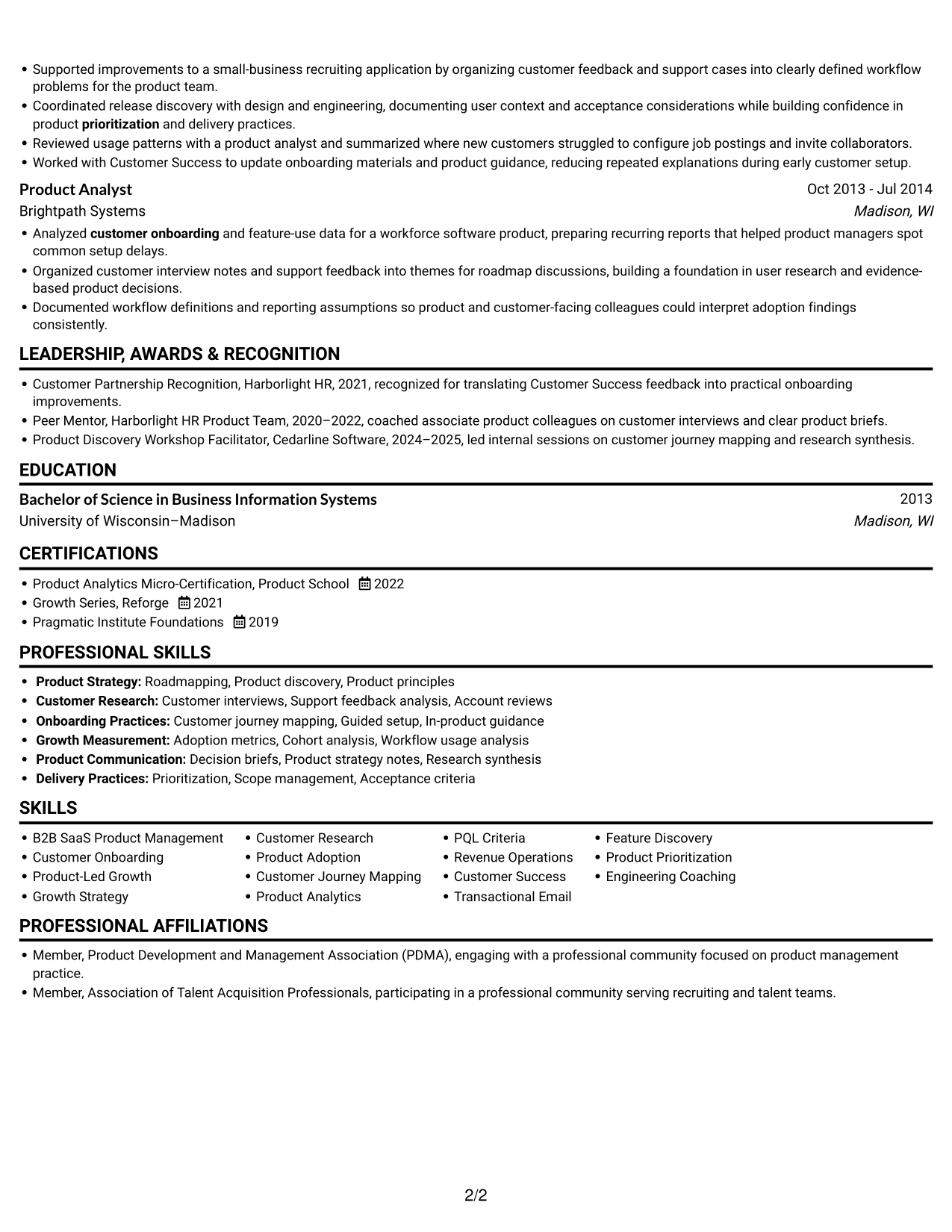 Resume example — page 2