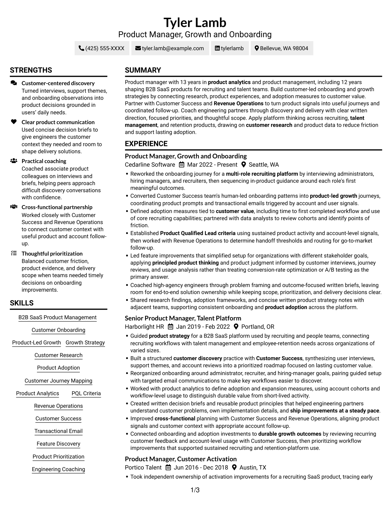 Resume example — page 1