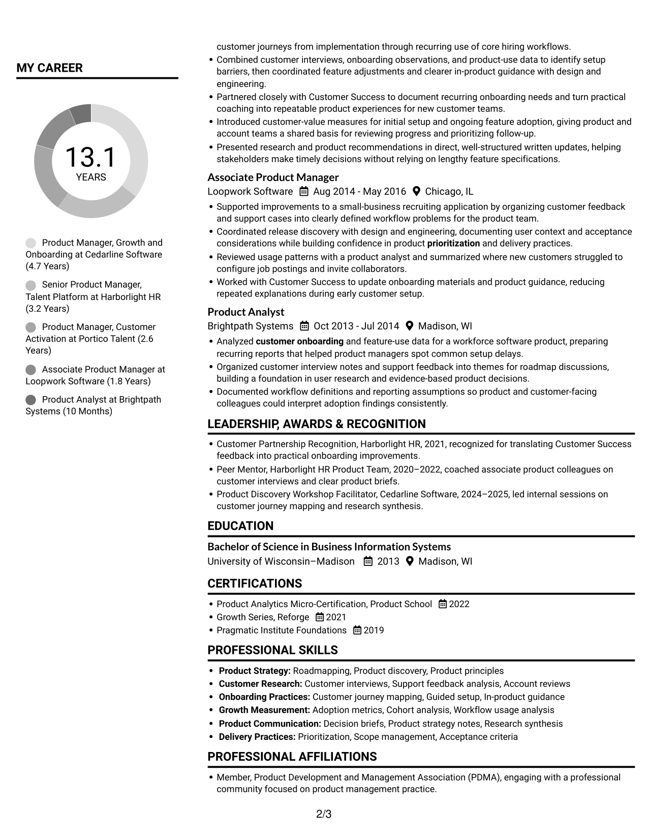 Resume example — page 2