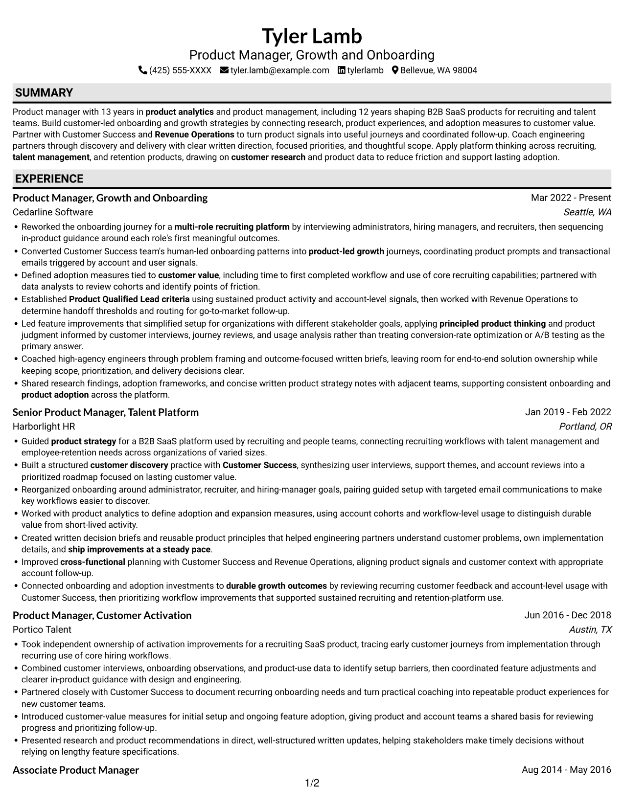 Resume example — page 1
