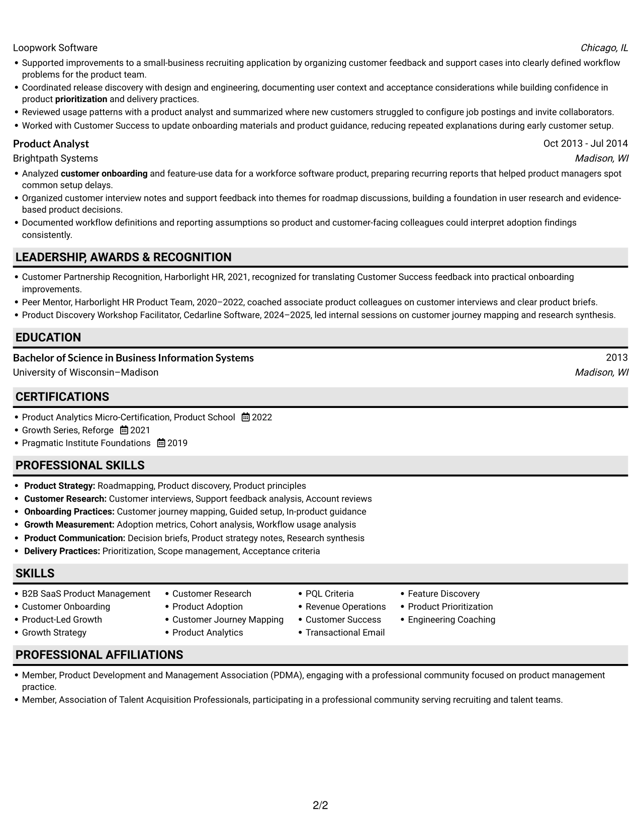 Resume example — page 2