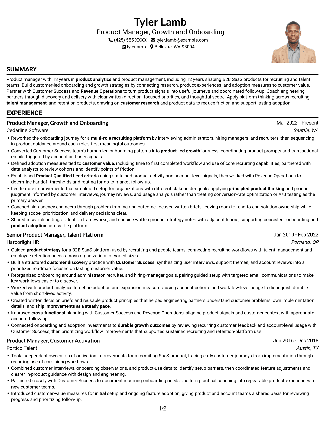 Resume example — page 1