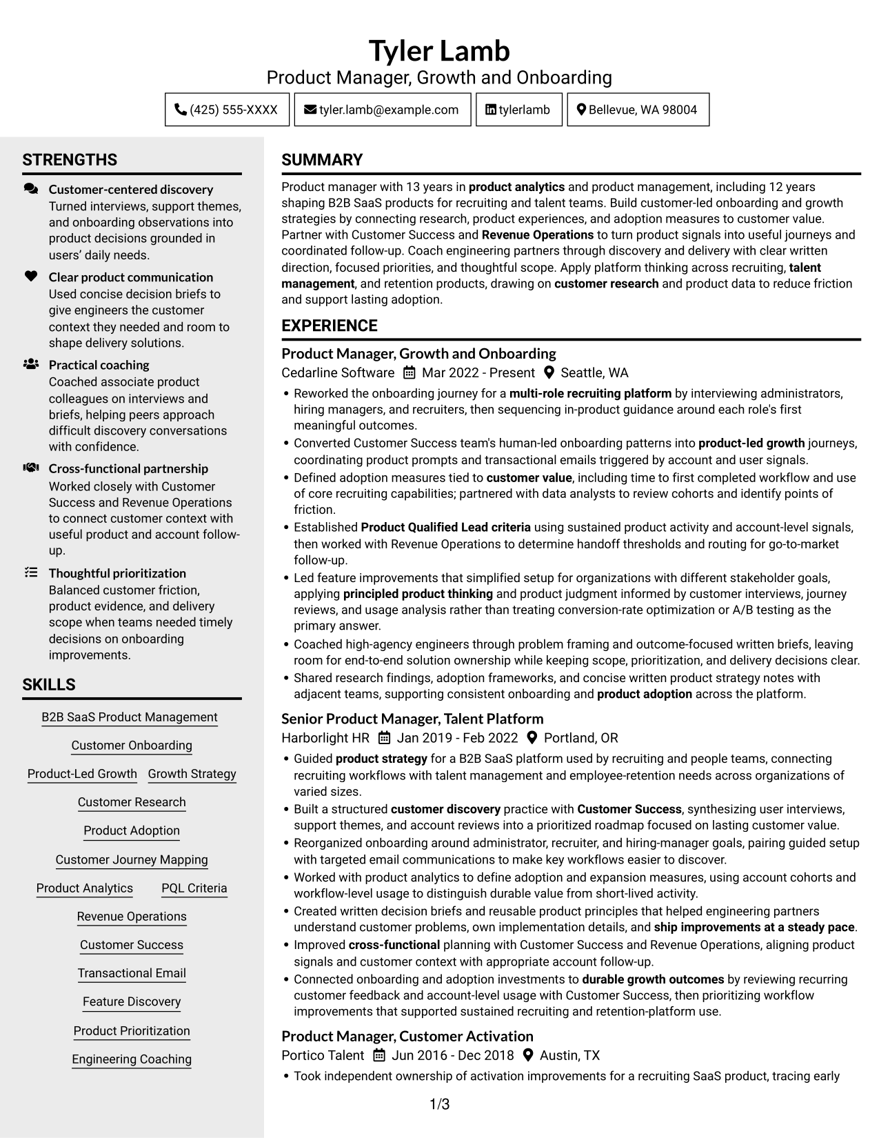 Resume example — page 1