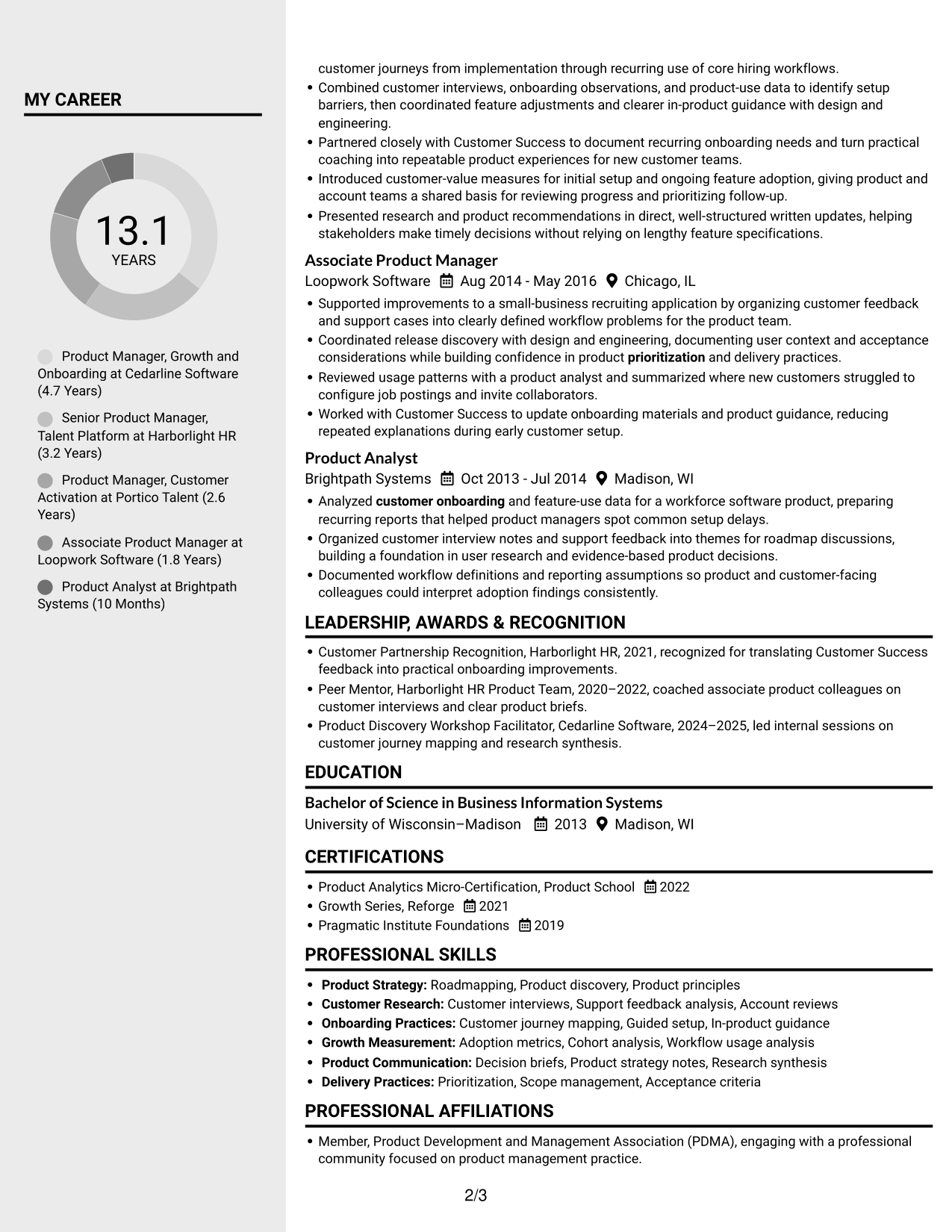 Resume example — page 2