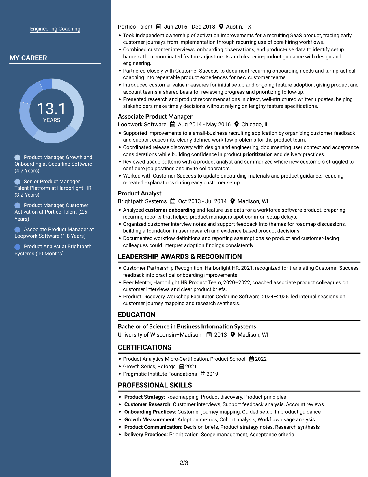 Resume example — page 2