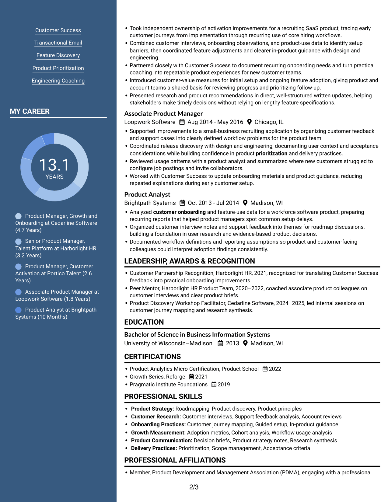Resume example — page 2