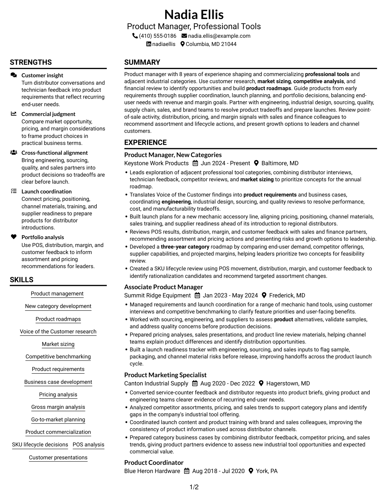Resume example — page 1