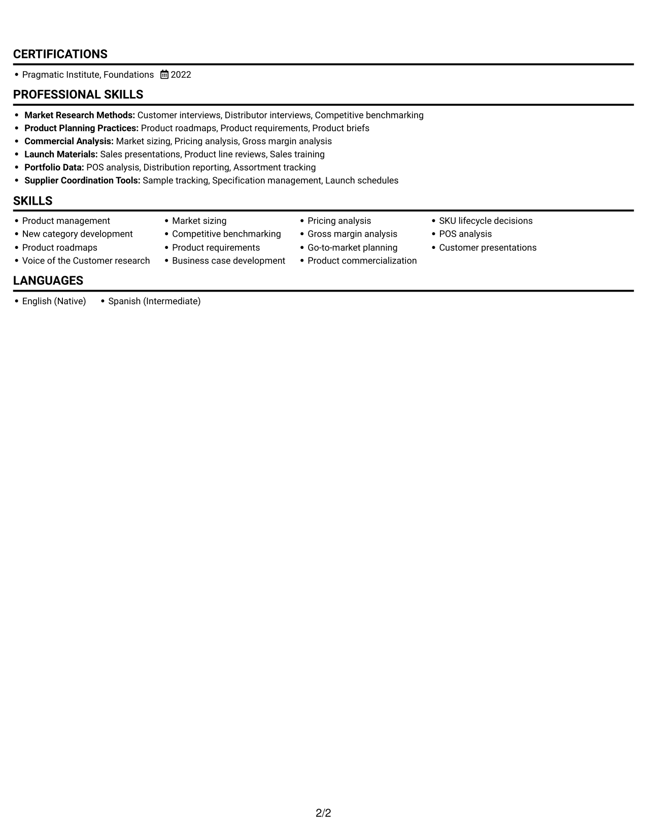 Resume example — page 2